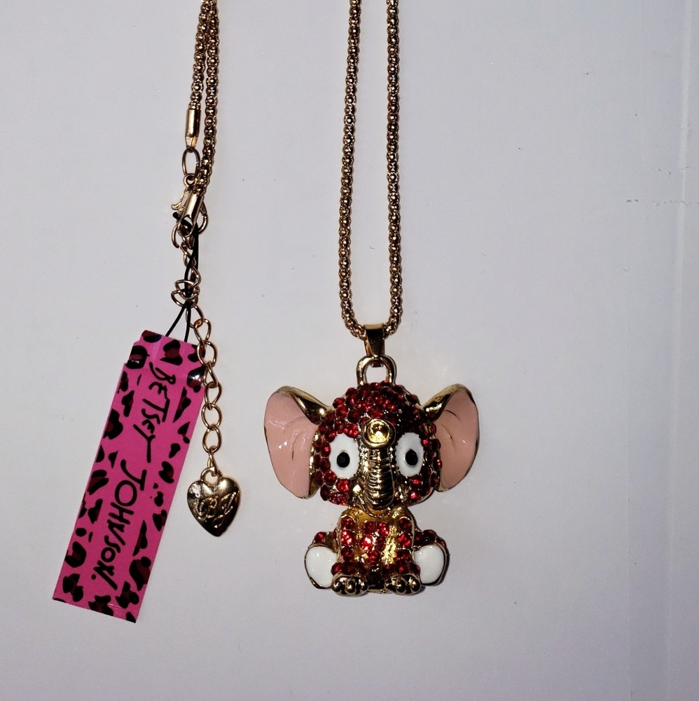 Rhinestone Baby Elephant Necklace